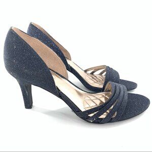 Alfani womens heels size 8 navy blue glitter Dorsay formal mother of the bride